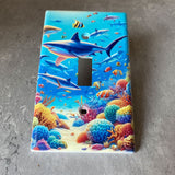 Light Switch Plate Cover Shark Ocean Sea Home Art Deco 1-Gang Single Toggle