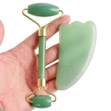 Natural Roller Massager Face Eye Beauty Double-head Roller Jade Scraping Board Set Beauty Care