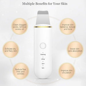 Ultrasonic Skin Scrubber Deep Face Cleaning Machine Peeling Shovel Facial Pore Cleaner Face Skin Scrubber Lift  Beauty Machine